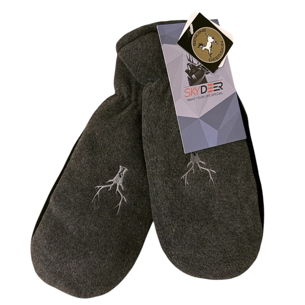 3M Thinsate Mittens Deerskin Suede Leather & Thermal Polar Fleece NWT